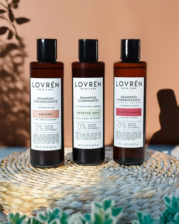 Lovrén szampon nawilżający i oczyszczający z olejem abisyńskim i olejem lnianym, efekt rozświetlenia, 250 ml