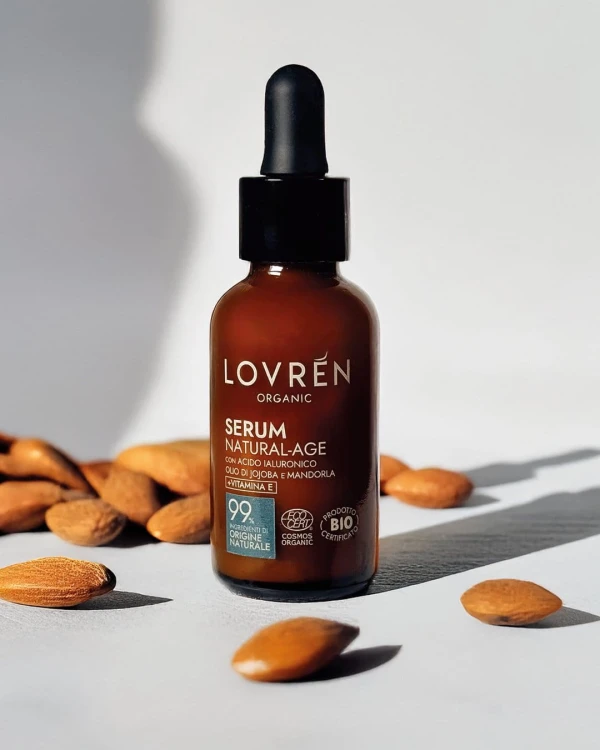 Lovrén organiczne odżywcze SERUM do skóry dojrzałej z kwasem hialuronowym, olejkiem jojoba, migdałowym i wit E, 30 ml