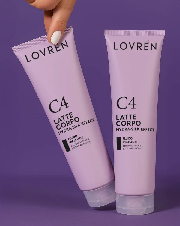 Lovrén odżywcze i wygładzające mleczko do ciała z olejami roślinnymi i kwasem hialuronowym, C4, 150 ml