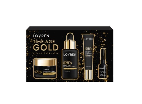 Lovrén zestaw Time-Age Gold: krem z retinolem i niacynamidami 30ml + serum przeciwstarzeniowe z tripeptydem-28 30ml + serum liftingujące pod oczy z peptydami 15ml + filler ampułka z peptydami 5ml